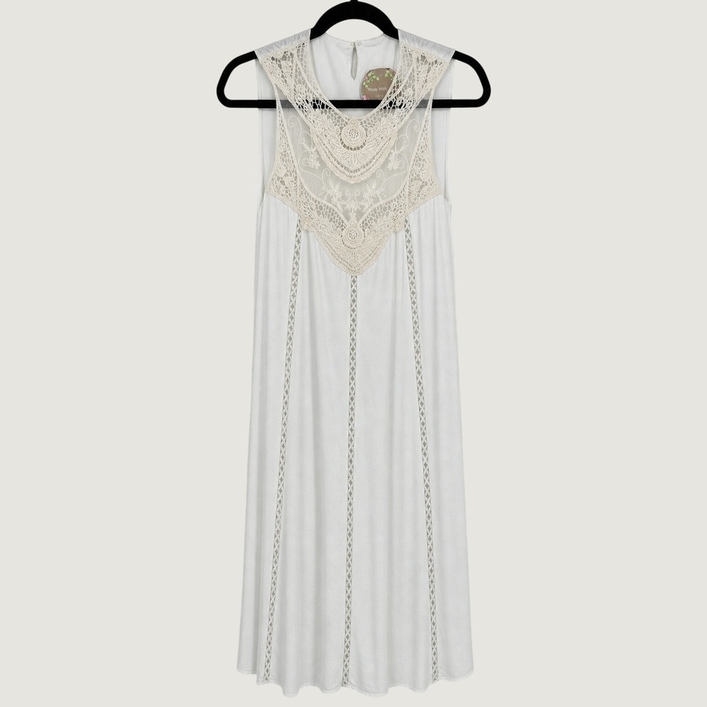 Figleaf Fashion Boutique Small Boho Lace Crochet Sleeveless Tunic Dress NWT
